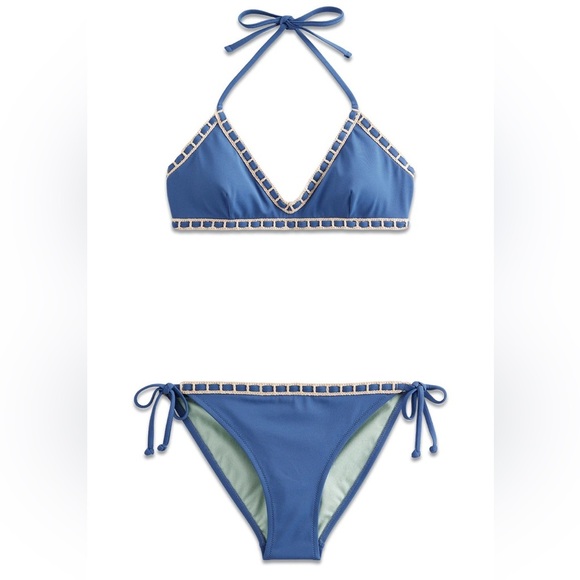Boden Other - NWT Boden Crochet trim blue bikini, Size 14, fits like XL